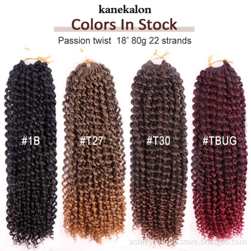 Hot Sale Bundles Bulk 27 Color Ombre Vendor 18Inch Kinky  Bohemian Extension Water Wave Crochet Passion Twist Braid Hair